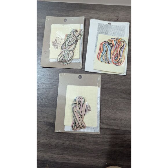 Munchkins Counted Cross Stitch Kits Set Of 3 Angel Bunny Welcome Patterns 5"x7" - Picture 2 of 5